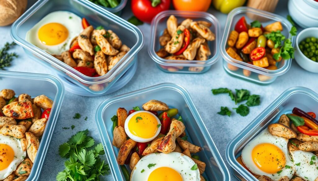 Chicken and eggs breakfast meal prep