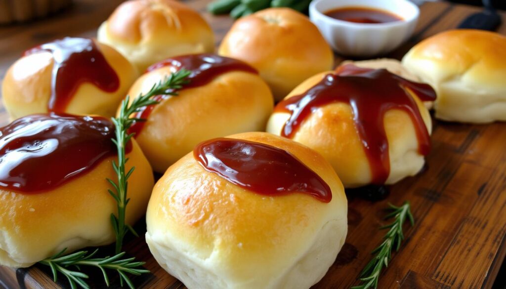 Dinner rolls with sauce