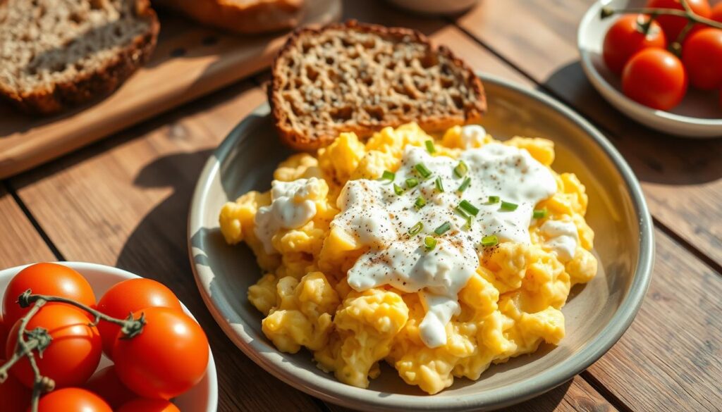 Scrambled eggs with cottage cheese