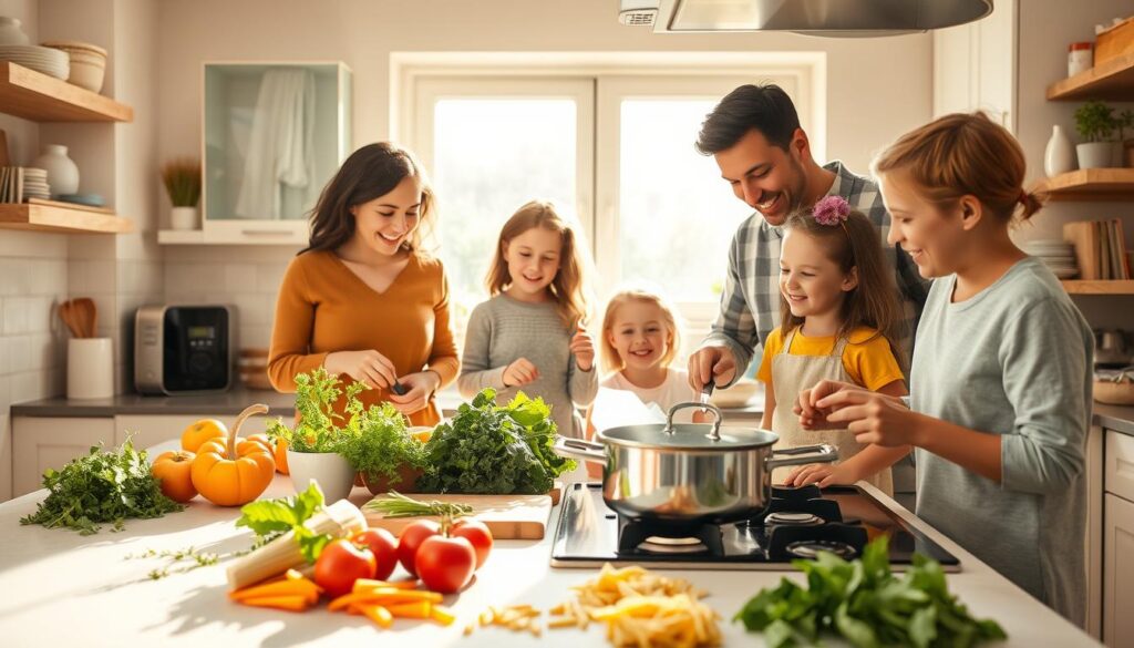 family cooking together