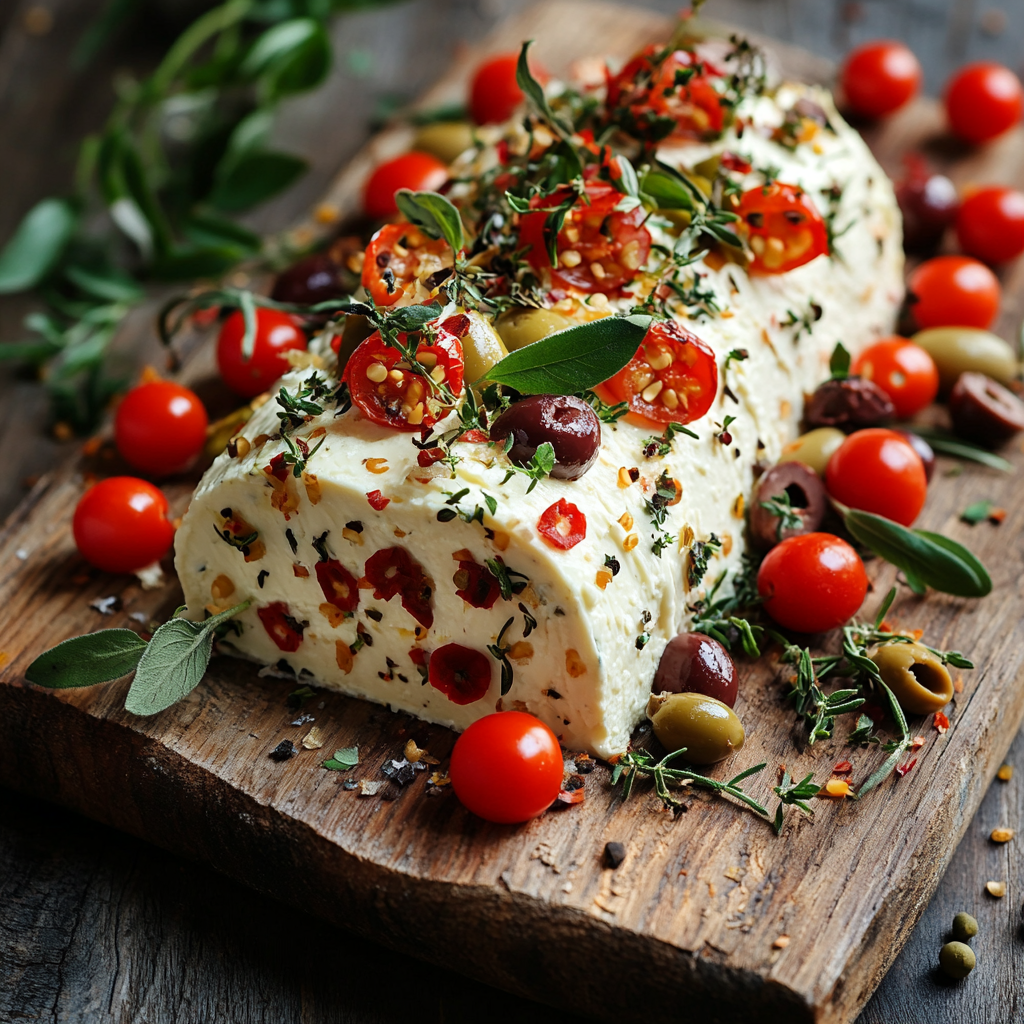 Festive Holiday Antipasto Cream Cheese Log Recipe